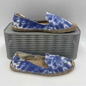Soludos Blue Purple Tie Dye Canvas Slip On Shoes Size 9
